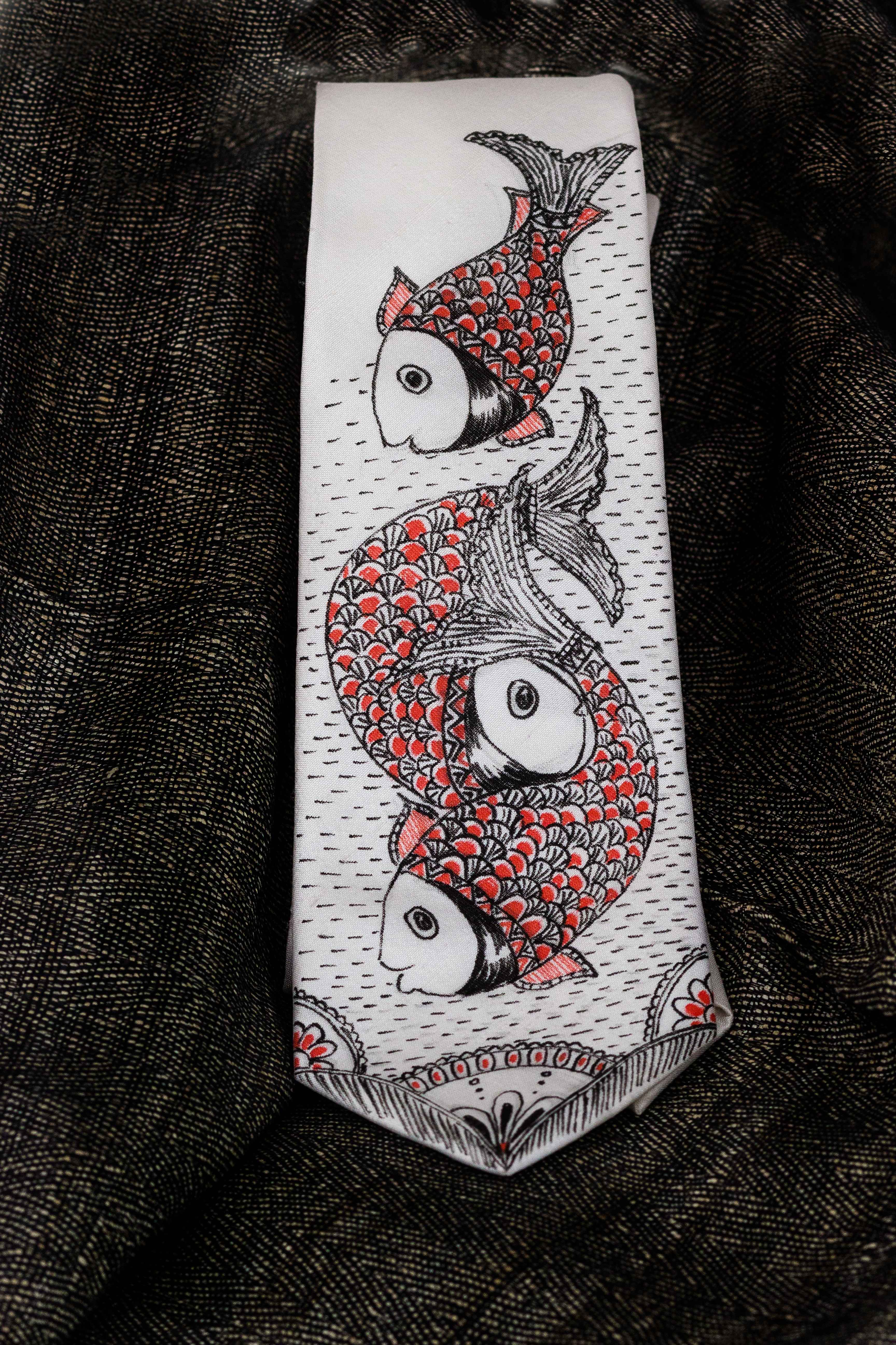 Madhubani Fish Tie